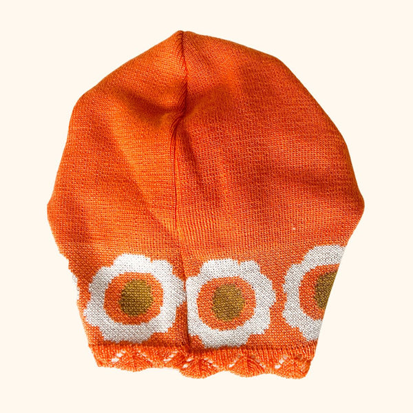 *PRECOMMANDE Turban en Jacquard Laine Merino GARANCE - Orange Bandeau naissance Bandeau adulte bonnet Chimio