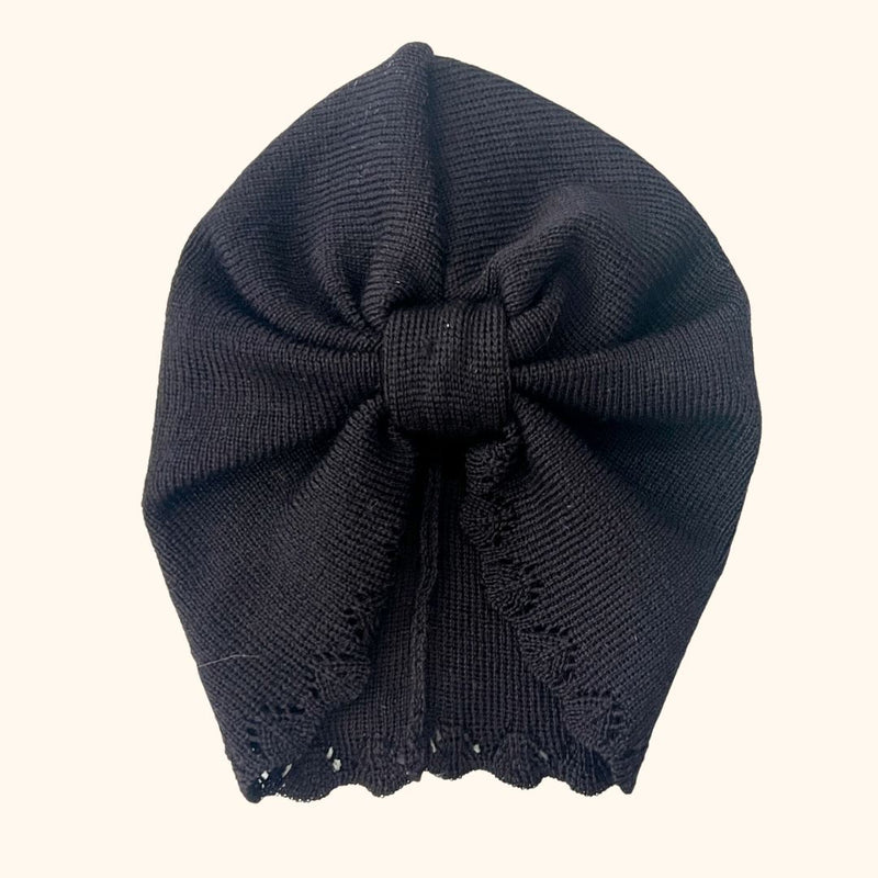 *PRECOMMANDE Turban Laine Merino LUSSY - Noir Bandeau naissance Bandeau adulte bonnet Chimio