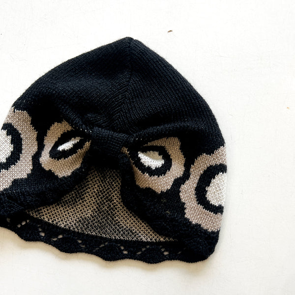 *PRECOMMANDE Turban en Jacquard Laine Merino GARANCE - Noir Bandeau naissance Bandeau adulte bonnet Chimio