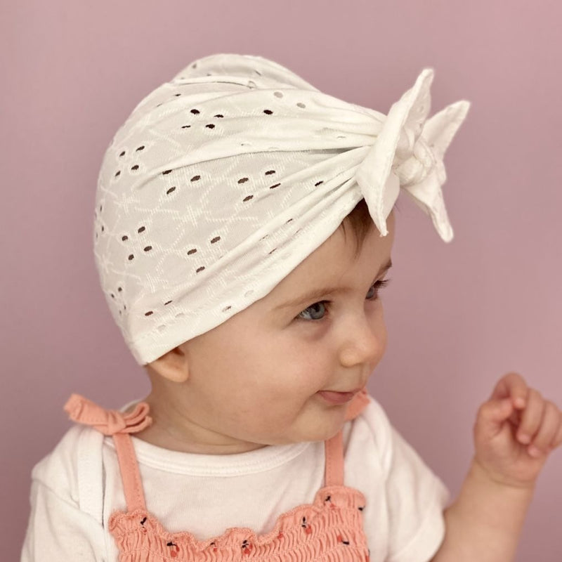 Turban MARY - Dentelle Blanche Bandeau naissance Bandeau adulte bonnet Chimio