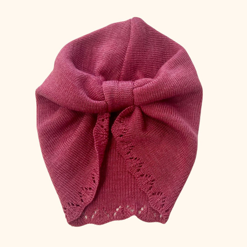 Turban Laine Merino LUSSY - Vieux Rose Bandeau naissance Bandeau adulte bonnet Chimio