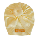 Turban Coton JUSTINE - Jaune Soleil Bandeau naissance Bandeau adulte bonnet Chimio