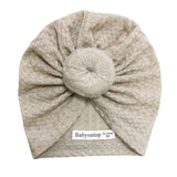 TURBAN Lina - Tricot gaufré BEIGE Bandeau naissance Bandeau adulte bonnet Chimio