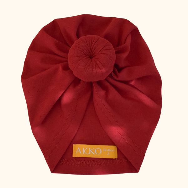 Turban Coton JUSTINE - Rouge Bandeau naissance Bandeau adulte bonnet Chimio