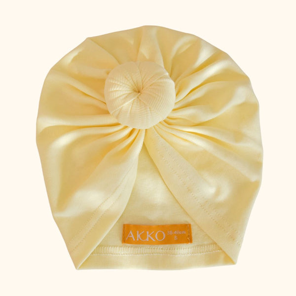 Turban Coton JUSTINE - Jaune Soleil Bandeau naissance Bandeau adulte bonnet Chimio