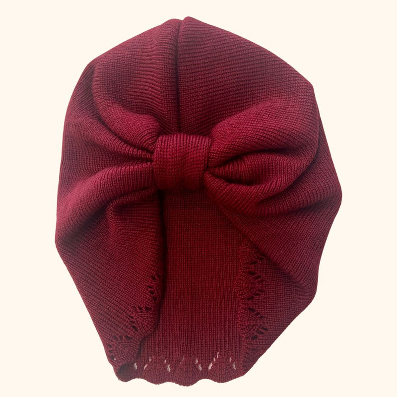 Turban Laine Merino LUSSY - Bordeaux Bandeau naissance Bandeau adulte bonnet Chimio