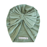 Turban JUSTINE Coton Bio GOTS - Vert Basil Bandeau naissance Bandeau adulte bonnet Chimio