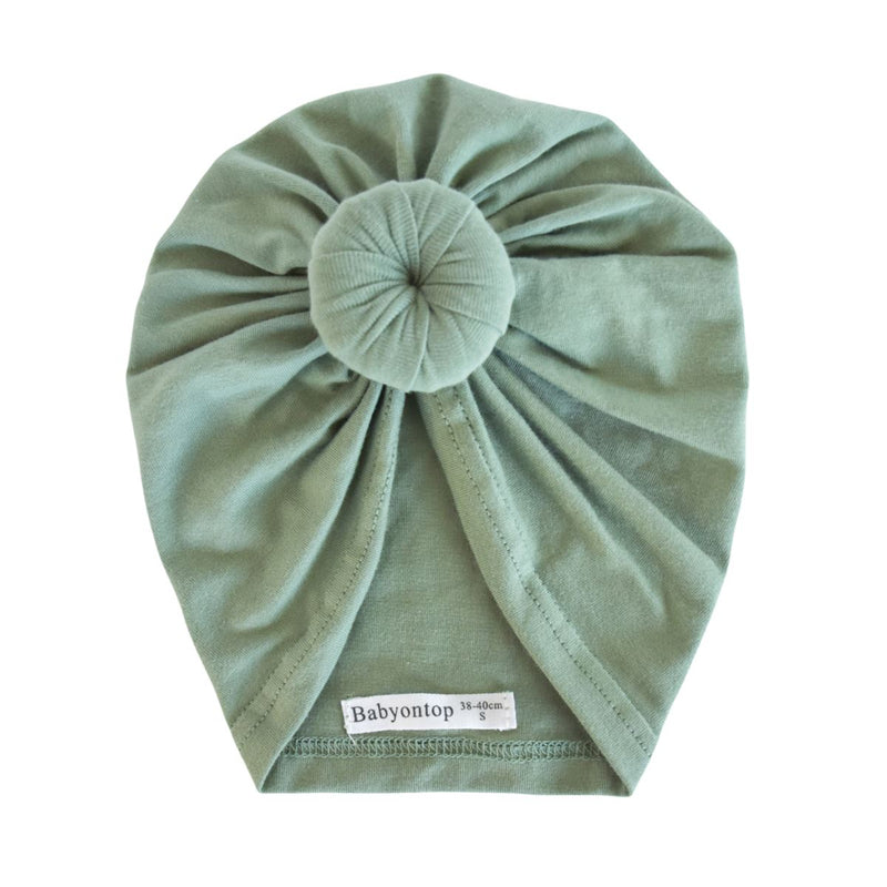 Turban JUSTINE Coton Bio GOTS - Vert Basil Bandeau naissance Bandeau adulte bonnet Chimio