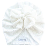 Turban MARY - BREE Dentelle Blanche Bandeau naissance Bandeau adulte bonnet Chimio